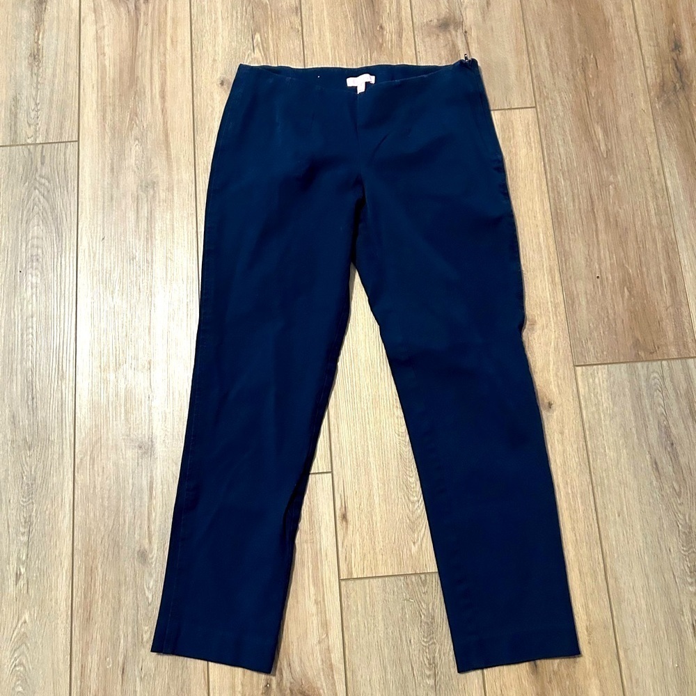 Lily Pulitzer Capri Navy Blue Ponte Pant Side‎ Zip Stretch Travel Work Office